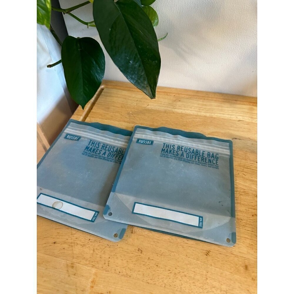 Two Blue Sandwich Bags ziplock bags Reusable